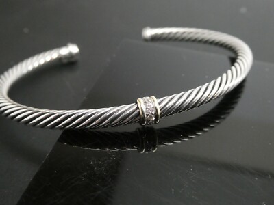 David Diamant 1 Station Sterling 925 & 18k YG Kabel Armband 6 3/4''