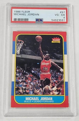 MICHAEL JORDAN - 1986-87 FLEER - #57 - ROOKIE RC - PSA 4 VG-EX - BULLS -