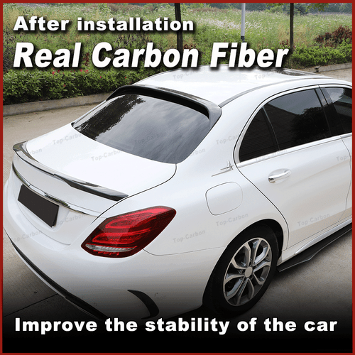 REAL CARBON Rear Roof Spoiler Wing Fit for Benz W205 Sedan C250 C300 C63 AMG 15+ - Picture 2 of 8