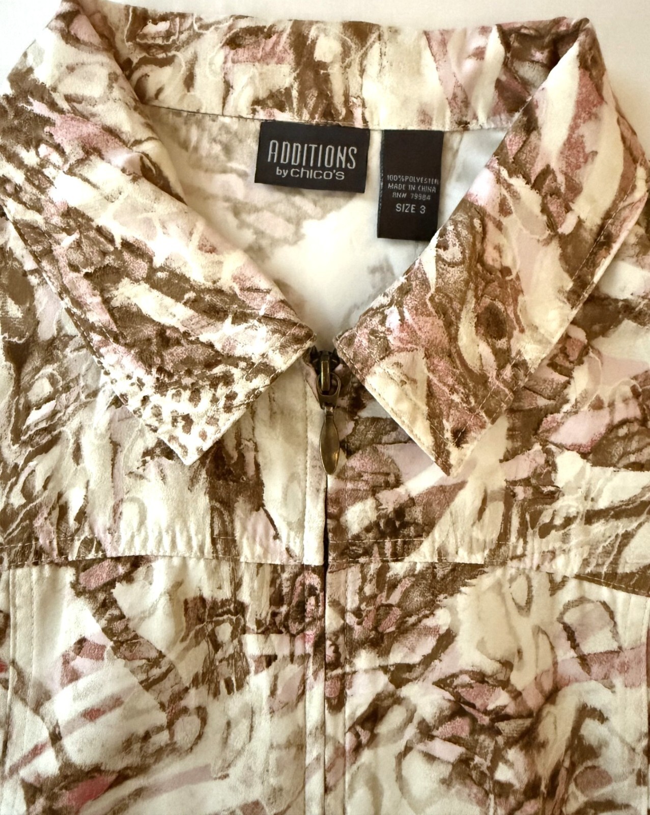 Chicos Additions Jacket Pink Brown Leopard Lightw… - image 3