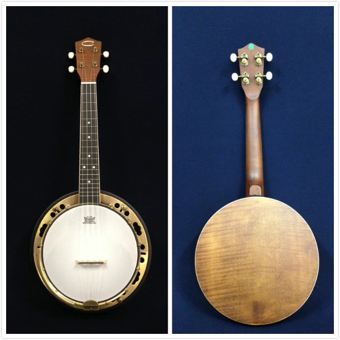Caraya Concert Size,Flame Maple Resonator Banjo Ukulele,Banjolele+Bag SBJUK-118 - Image 3 of 4