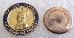 Antique The First American Life Insurance Company Lapel Pin - Screw Back