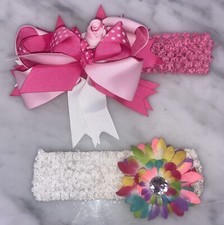 Girl  s Lot of 2 Soft Headband Bows Multicolor