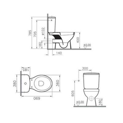 Vitra BRAND Milton Toilet Close Coupled Cistern & Seat for sale  