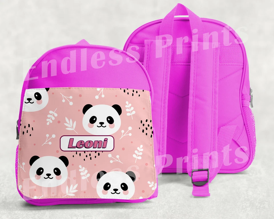 Personalised Panda Backpack Pink School Bag Kids Backpack Childrens bag (1)