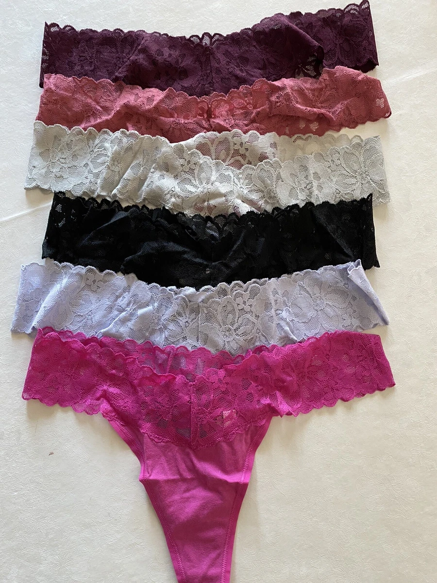 Victoria's Secret Lace Waist Cotton Thong Panties ~ 6 Colors ~ Size L ~  Choose