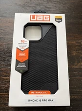 UAG Metropolis LT Rugged For iPhone 16 PRO MAX Made w/ Kevlar Black OPEN NEW!