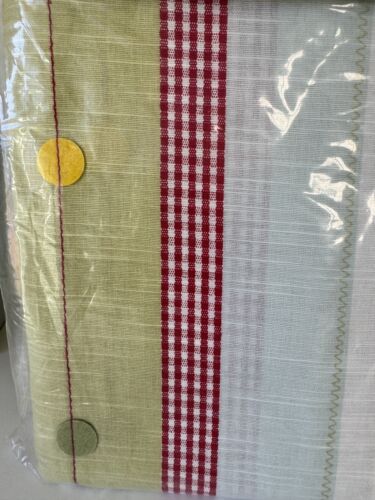IKEA FABLER BARD 2 Curtain Panels Green Lt Blue Gingham Embroidered 47 x 98" NEW - Picture 2 of 5