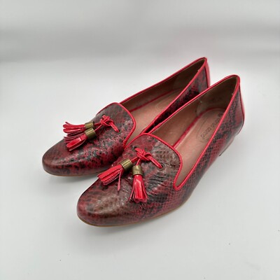 Corso Como Loafer Shoes Womens Size Red Black Snakeskin