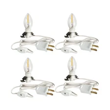 Dazzle Bright 4 Pack 6 FT Accessory Cord with LED Light Bulb E12 Socket White...