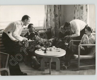 Guests of Elegant HOTEL Enjoy Afternoon COFFEE, ITALY 1950s VTG Press Photo