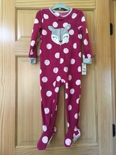 New Carter's Reindeer Deer Fleece Pajama PJs 1 pc Toddler Girl Sleeper Footie
