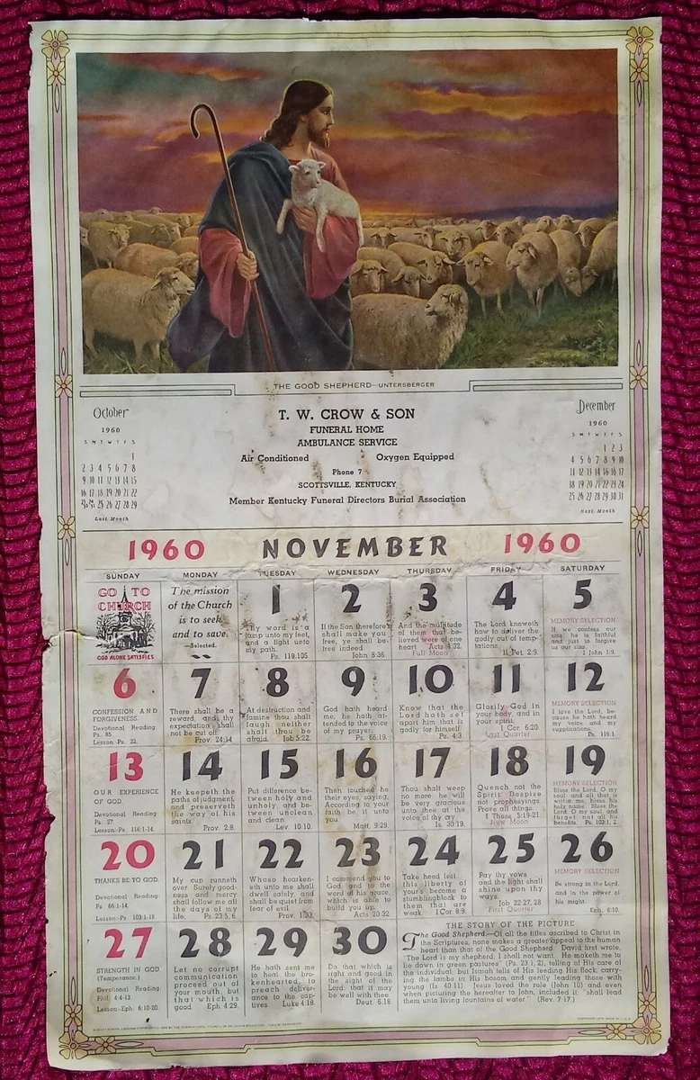 1960 CALENDAR PAGE FEBRUARY / NOVEMBER JESUS & THE SAMARITAN WOMAN ARTWORK  | eBay