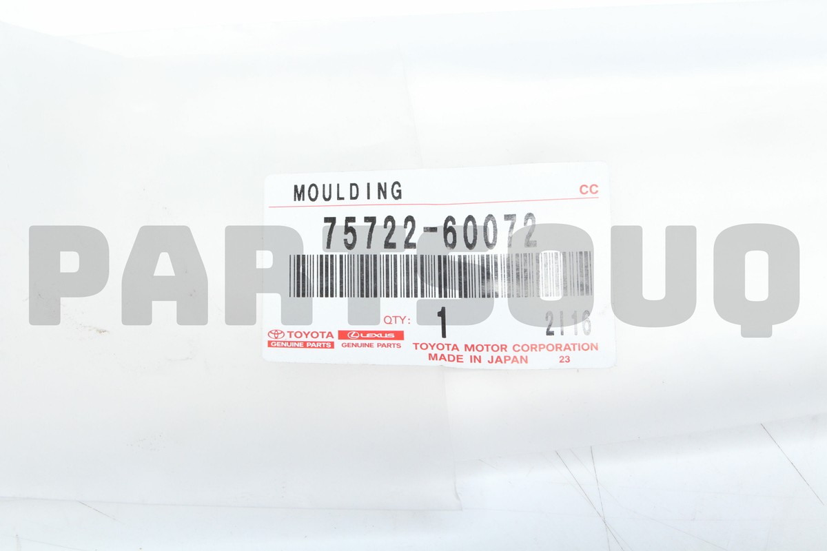 7572260072 Genuine Toyota MOULDING, RR DOOR BELT, LH 75722-60072