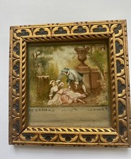 Peinture miniature sur verre inversé "F Boucher d'après Laneret"