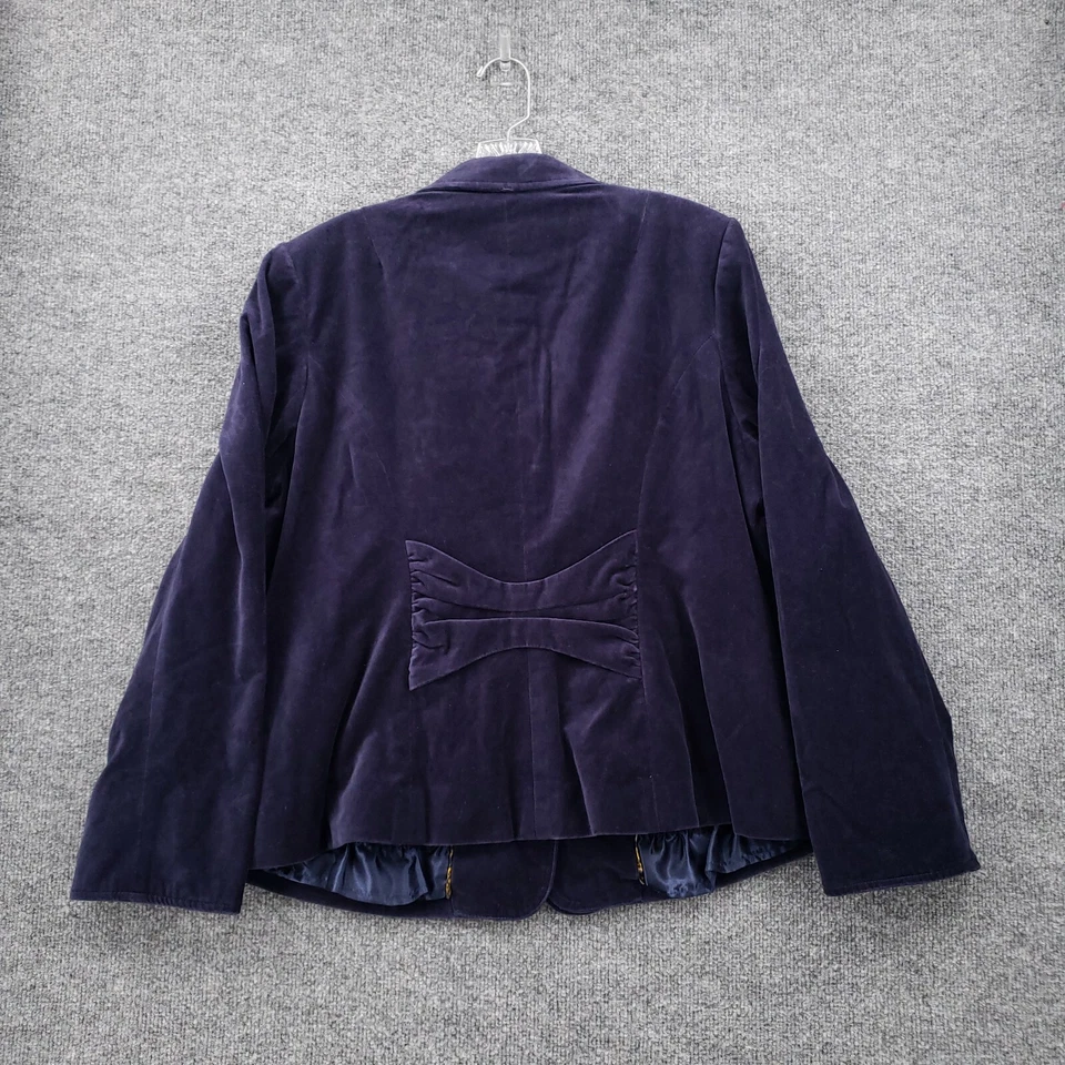 Blazer Lane Bryant Mujer 18 Plus Púrpura Terciopelo Volantes Chaqueta Abrigo Manga Larga Foto 2 de 4