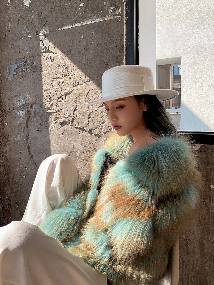 ALTRA Cappotto donna spesso giacca pelliccia intera vera pelliccia di volpe giacche soprabito vulpes capospalla