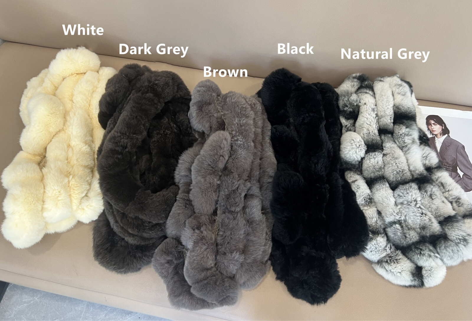 100% Real Rex Rabbit Fur Loop Infinity Scarf Ring Scarves Cowl Mufflers ...