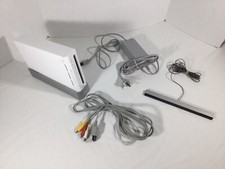Nintendo Wii White Console RVL-001 W/Cables  Sensor - No Controllers - Tested