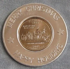 Encased 2000 Virginia State Quarter in Merry Christmas Happy Holidays 