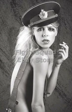 WW2 Picture Photo woman in military uniform smoking a cigarette 6309