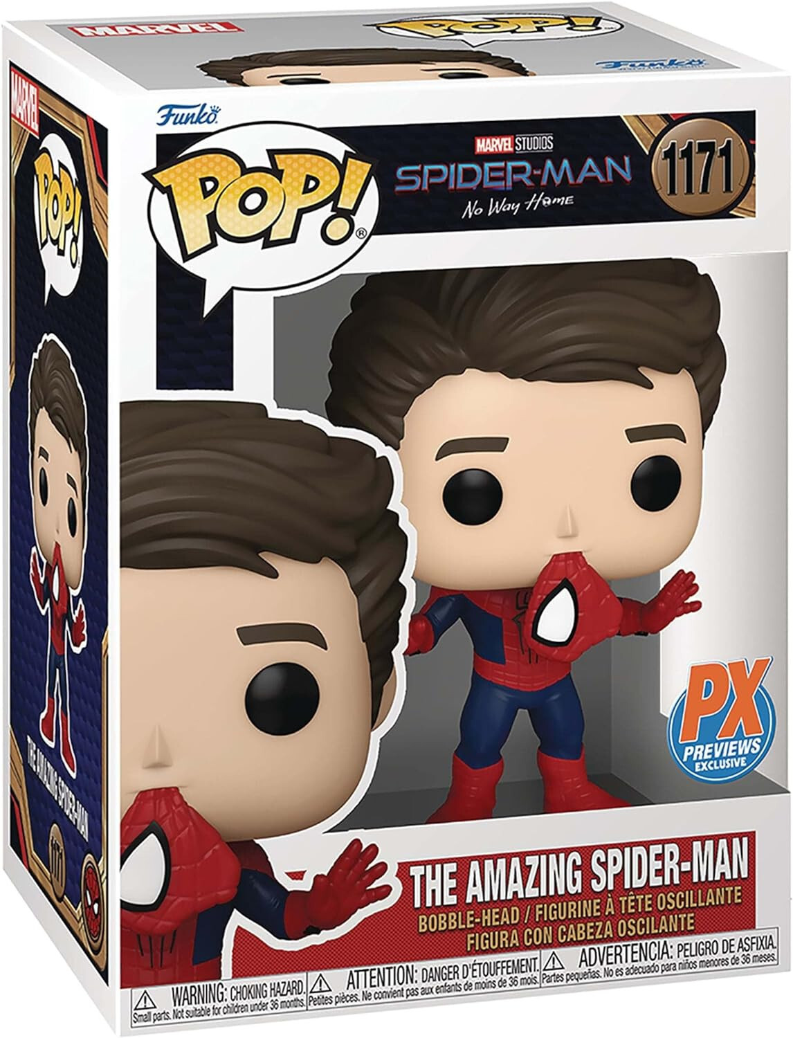 Funko Pop Spider-Man No Way Home #1171 Asm Unmasked Px Exclusive Bobble-Head