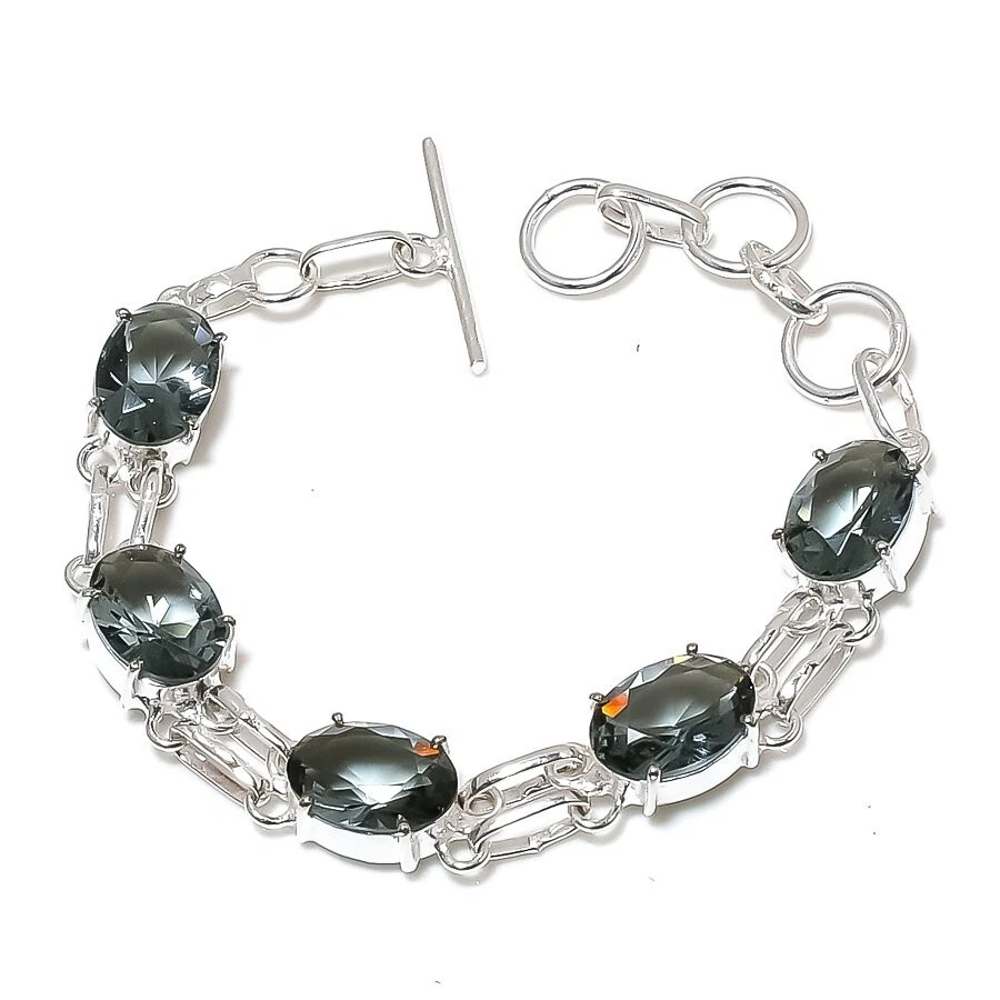 VALENTINO Bracciale gioiello in argento sterling 925 fatto a mano con pietre preziose alessandrite misura 7 8"