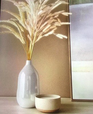 Threshold Set of 2 Wheat & Foxtail Luxe Pink Pampas Arrangement & Ceramic Vase