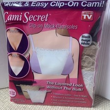 1 Pack Of 3 NEW Cami Secret Clip On Mock Camisoles Black Beige White