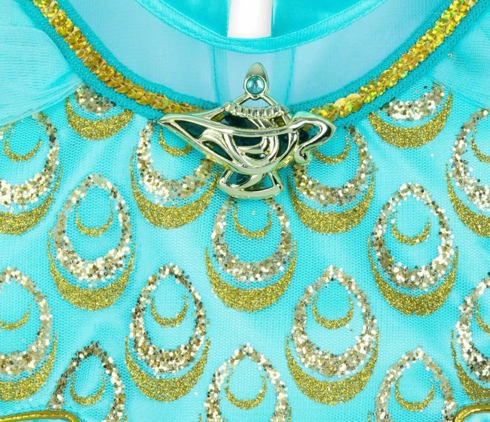 Disney Store Princesa Jazmín Niñas Brillante 2 Piezas Disfraz Talla 7/8 Foto 2 de 3