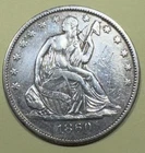 1860-O Seated Liberty Half 50c XF Cleaned Scratched Nice Details