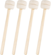 2 Pairs Drum Mallets Felt, 13.4 Inch Long Wool Felt Drum Stick with Maple Handle