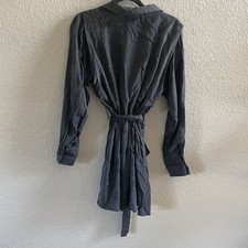 Zara Shirt Dress Womens Medium Black Long Sleeve Belted Button Down Mini Lyocell