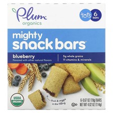Mighty Snack Bars, Tots, Blueberry, 6 Bars, 0.67 oz 19 g Each