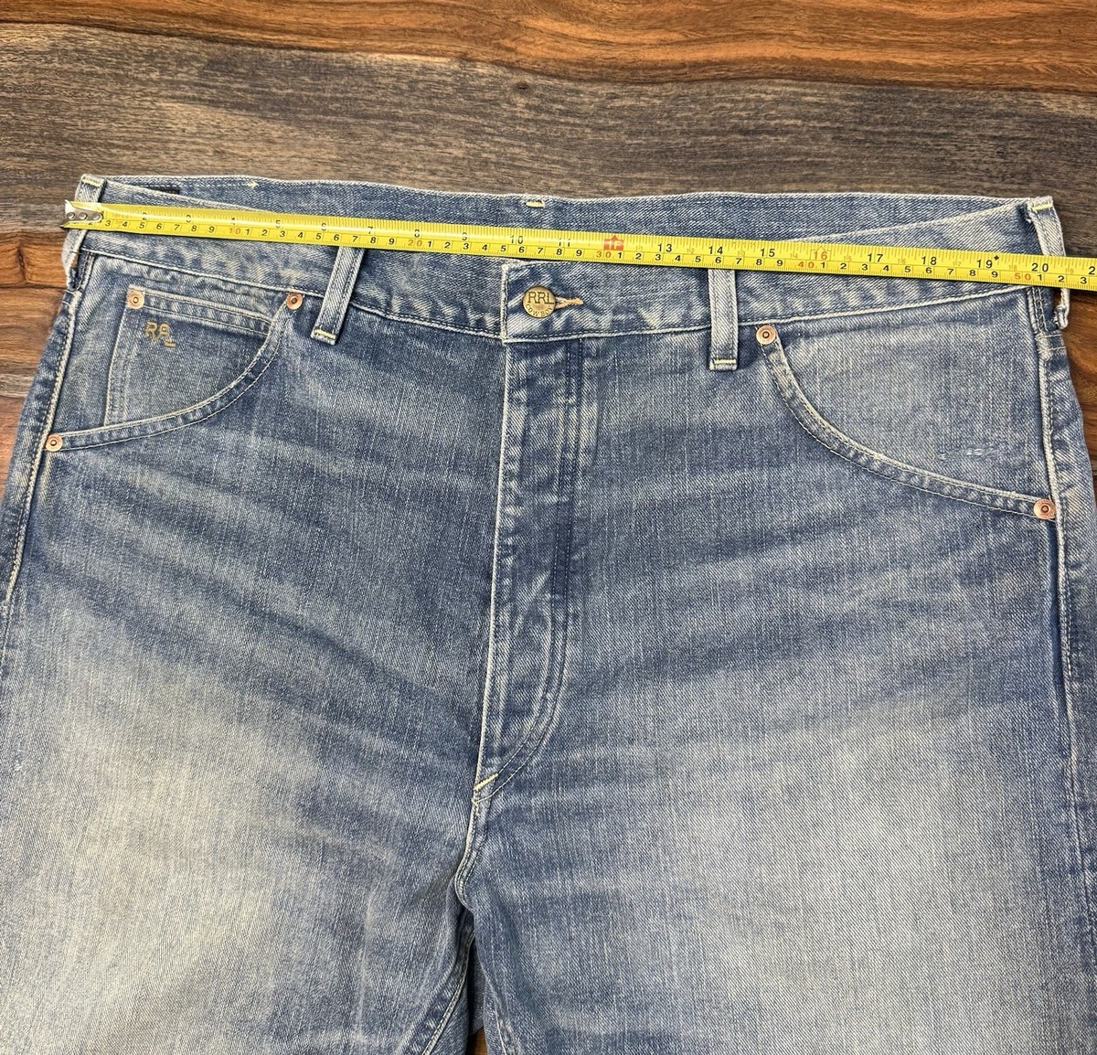 Ralph Lauren Double RL RRL Vintage Distressed 8” Denim Shorts 