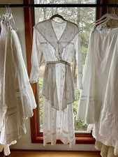 Edwardian Lingerie Dress 1915  1925 Sheer Embroidered Cotton with Lace Detail