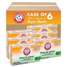 Arm & Hammer Dryer Sheets Professional Free Clear 100 Sheets Case of 6