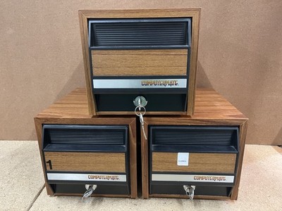 Set Of 3 Computermate 5  Disk File Storage Bins W/ Lock-in and Keys