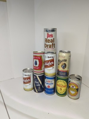 Lot Of 9 Vintage Metal Empty Beer Cans misc.brands 