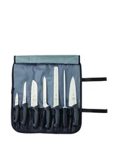 Mercer Culinary Millennia Black Knife Set Japanese Steel Ergonomic Handles 8pc