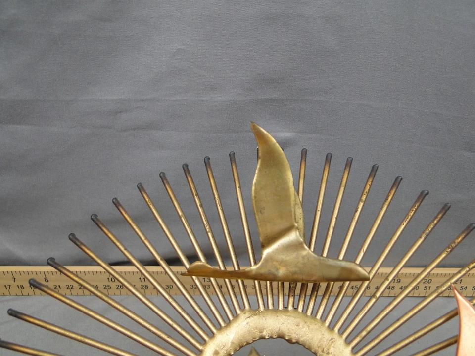 Vintage Curtis Jere Birds in Flight Sunburst Metal Wall Art Sculpture MCM - Image 3 of 4