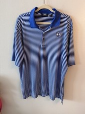 Pebble Beach Golf Links Mens XL Blue Stripe Performance Polo Shirt Short Sleeve
