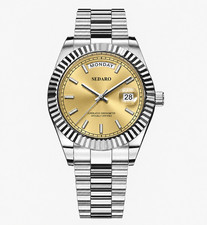 SEDARO Day-Date Watch – Gold Dial - Jubilee – Automatic NH35 - Sapphire Crytal