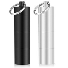 2 Pack Portable Small Pill Case Keychain Purse Pill Holder with 3 Compartments