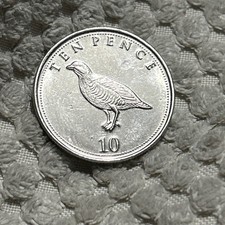 2016 Gibraltar 10p AUNC coin Barbary Portridge National Bird Ten Pence