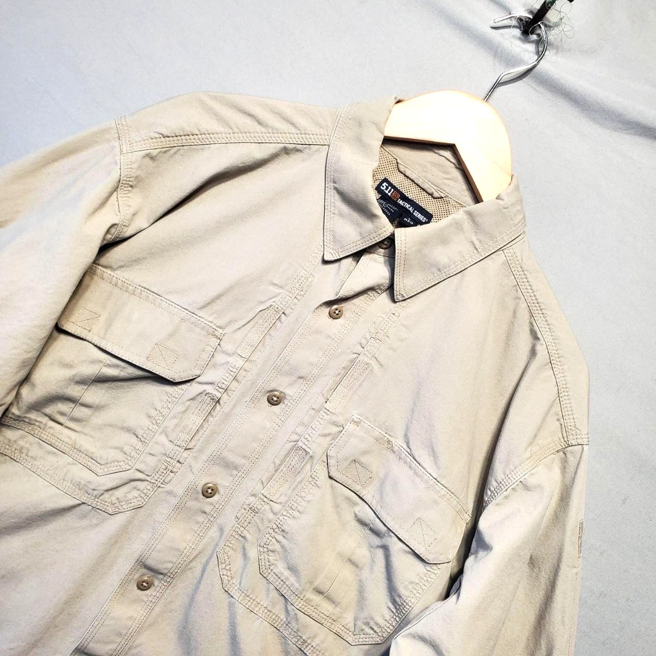 5.11 Tactical 100% Cotton Canvas Long Sleeve Shirt Mens Large Khaki Vented Work