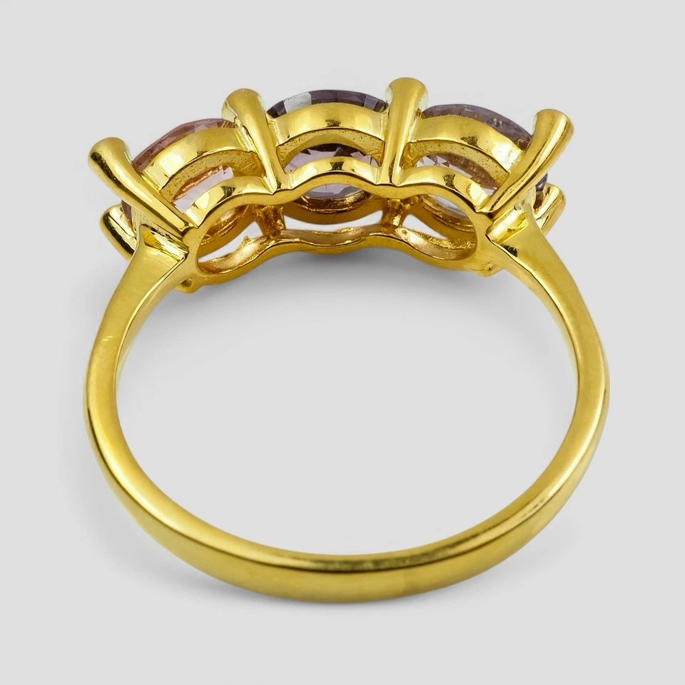 Boutique espinélio roxo 2,48 quilates três anéis de pedra prata esterlina 925 ouro 24K - Imagem 4 de 4