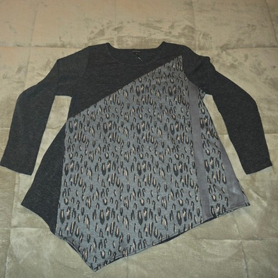 #ad Coco Carmen S M Asymetrical Leopard Print Gray Top Brand New $25.00