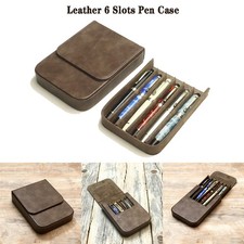 Fountain Pen Case 6 Slots Leather Organizer Storage Box Collection Display Tray
