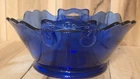 Vintage L. E. Smith 1930s Depression Cobalt Blue Serving Bowl Handles Shield